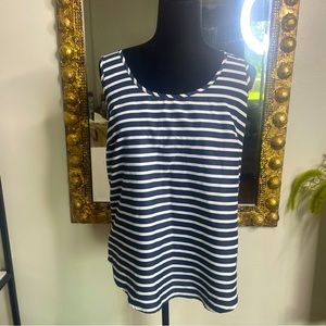 Women’s Faded Glory Blue & White Horizontal Striped Sleeveless Top Size Large